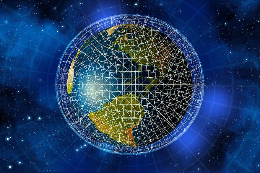Rete, terra, catena di blocchi, globo, America, digitalizzazione, Nord America, Sud America, comunicazione, In tutto il mondo, connessione