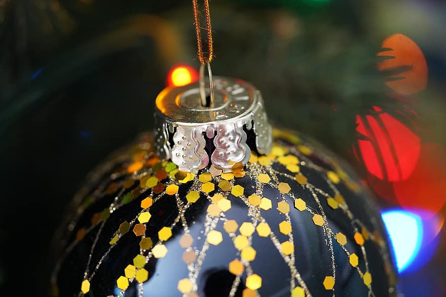 dísz, labda, Arany, lila, fényes, karácsonyfa, dekoráció, évszaki, ünnep, téli
