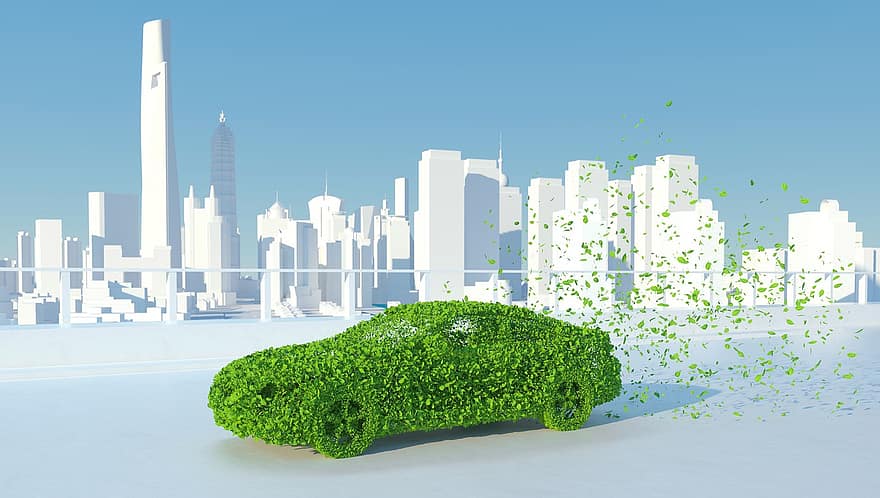 Blätter, Auto, Nachhaltiges Auto, Nachhaltigkeit, Automobil, Fahrzeug, Stadt, Natur, Umgebung, Ökologie, Laub