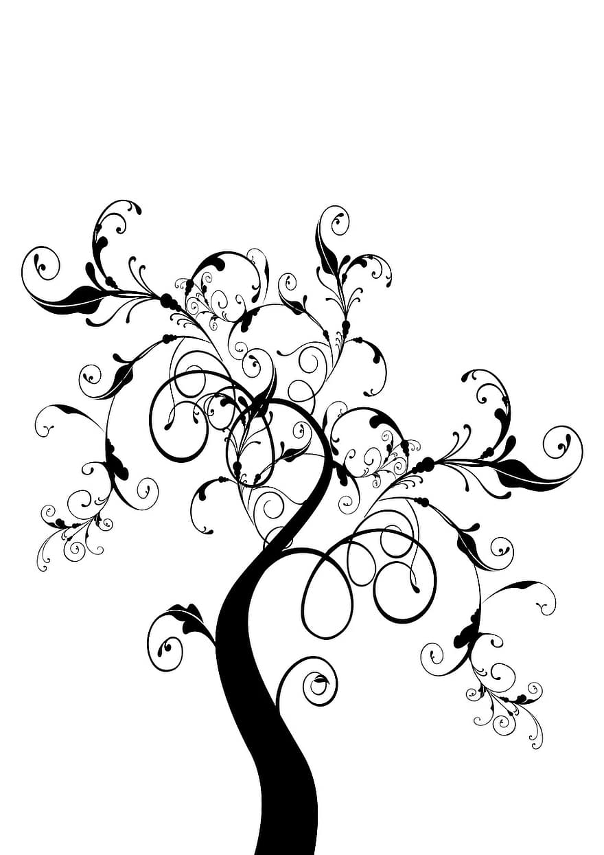 medis, bäumchen, bonsai, lapai, atvirukas, pobūdį, santrauka, fractal, augti