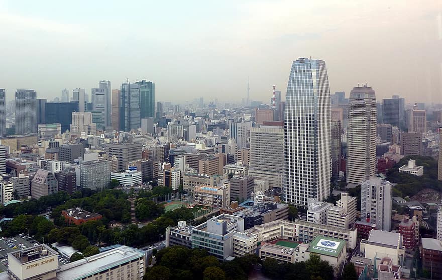 tokyo, japan, stad, urban, byggnader, arkitektur, skyskrapor