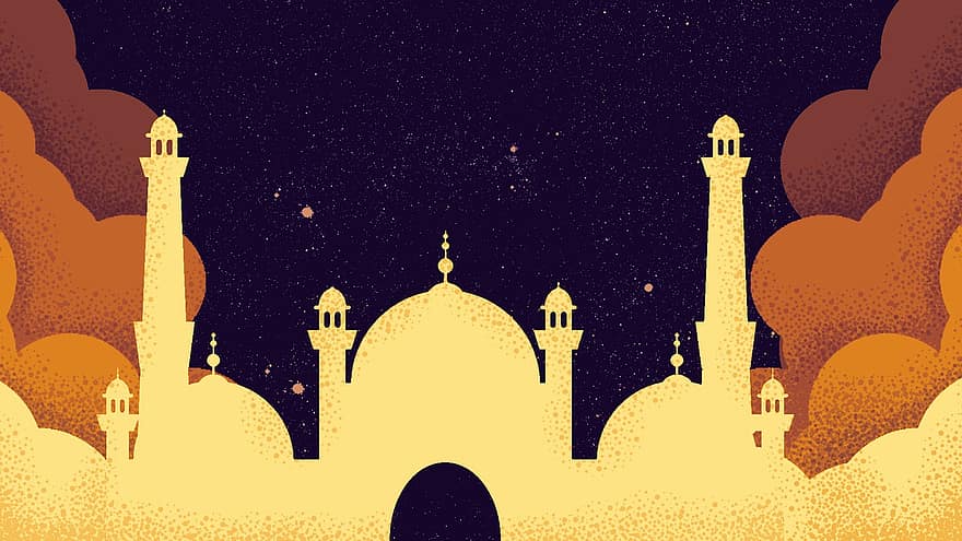 islam, muslim, bakgrund, affisch, tecknad serie