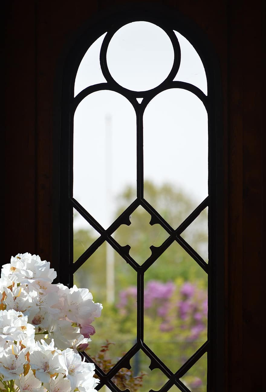 花、窓、鉄の窓、ビンテージ、洞察、鋳鉄窓、歴史的な窓、ウィンドウアーチ、デコレーション、咲く、オーナメント