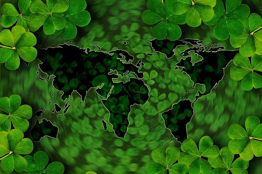 Map, Countries, Nations, Leaves, Plant, Klee, Green Leaves, Vegetation