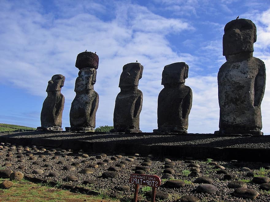 Чили, остров Пасхи, моаи, монолиты, пейзаж, Полинезия, известное место, археология, культуры, старые руины, история