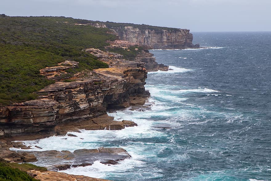 Australia, scogliera, natura, onda, oceano, roccia