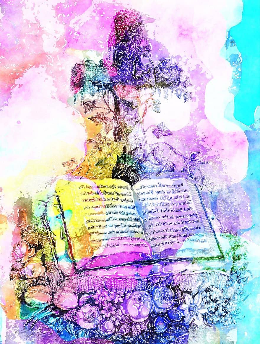 Watercolour, Watercolor, Paint, Wash, Artistic, Bright, Colourful, Cross, Easter, Bible, Holy