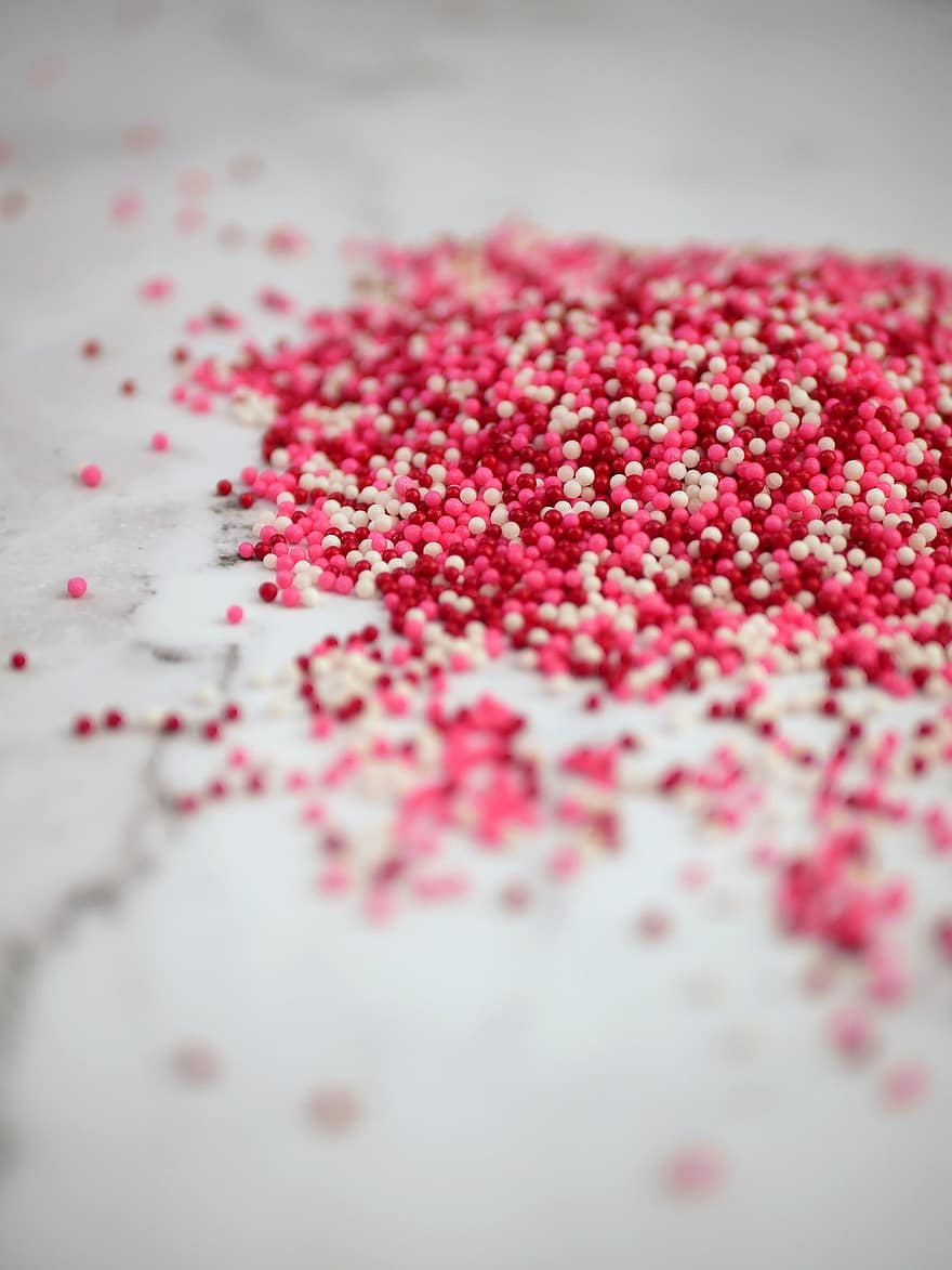 Sprinkles, Valentine's Day, Bake, Sweet, Dessert, backgrounds, close-up, pink color, glitter, decoration, shiny