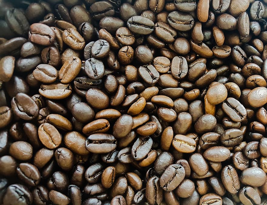 kaffe, kaffebønner, aromatisk, koffein, tæt på, bønne, baggrunde, frø, kulisse, drikke, makro