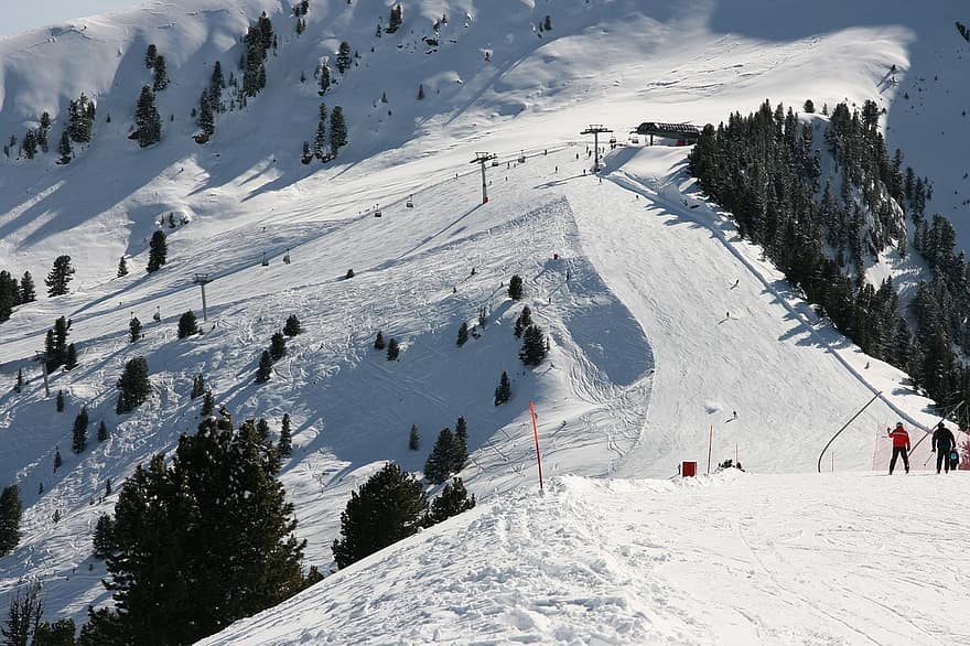 muntanya, neu, esquiar, Resort, dolomites