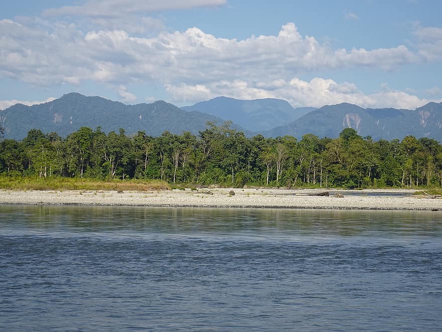 Fluss, Natur, draußen, Landschaft, Kameng, Jiabharali, szenisch, Assam