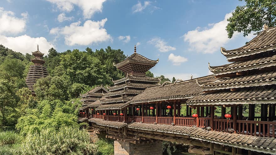 China, Naționalitatea Dong, pod, loc faimos, culturi, arhitectură, istorie, estul culturii asiatice, vechi, turism, cultura chineză