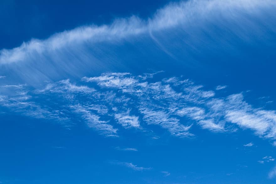des nuages, cirrus, Alto Stratus, ciel, journée, bleu, blanc