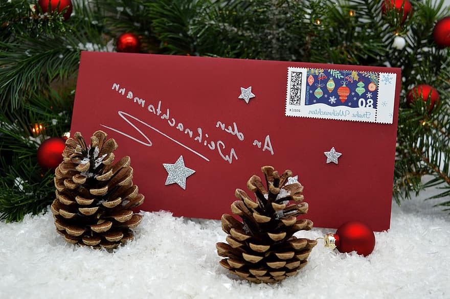 levél, dekoráció, Karácsony, karácsonyi motívum, Karácsonyi levél, boríték