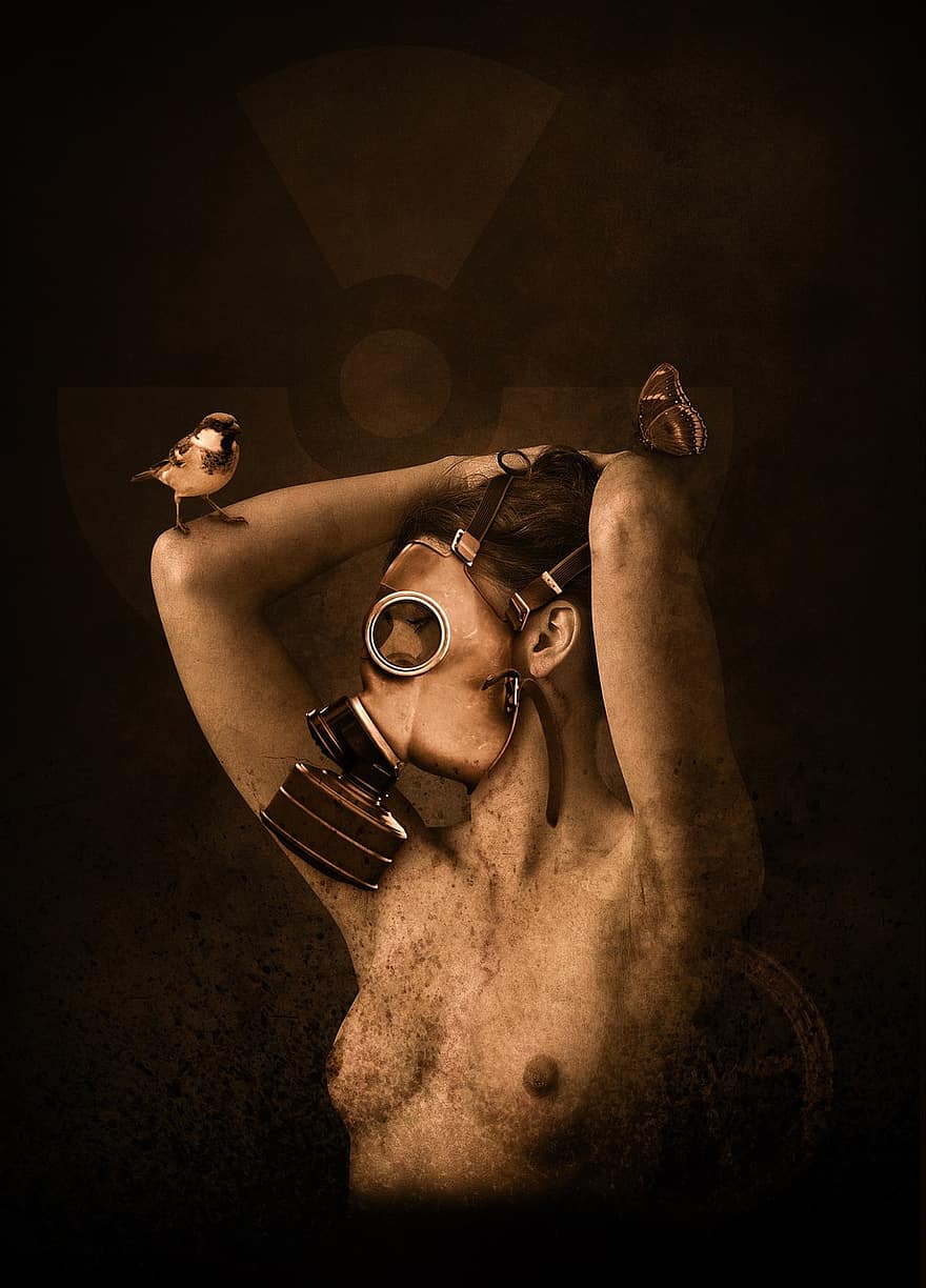 mujer, máscara de gas, nuclear, radioactividad, armas químicas, armas biológicas, ataque abc, infestado, radiación