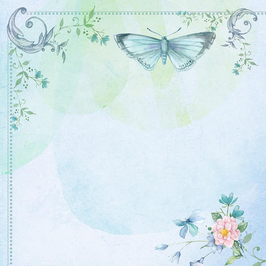 sommerfugl, årgang, collage, himmel, moderne, sommerfugler, flying, retro, blomst, design, floral