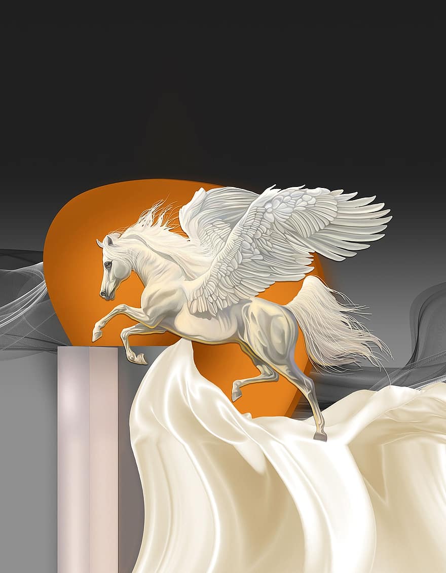 Pegasus, ontwerp, abstract, fantasie