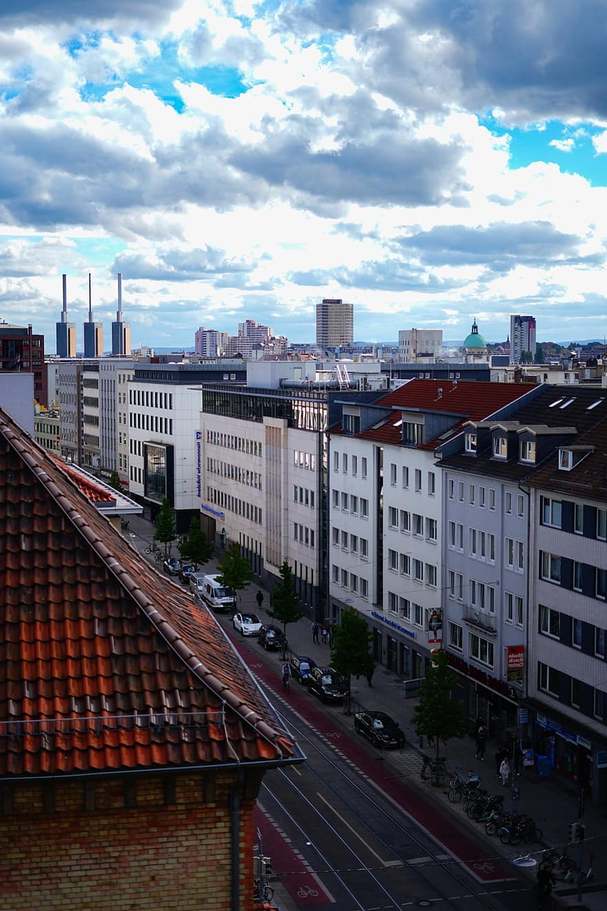 City, Buildings, Street, Urban, Cityscape, Office Buildings, Residential Buildings, Apartments, Hannover, Lower Saxony