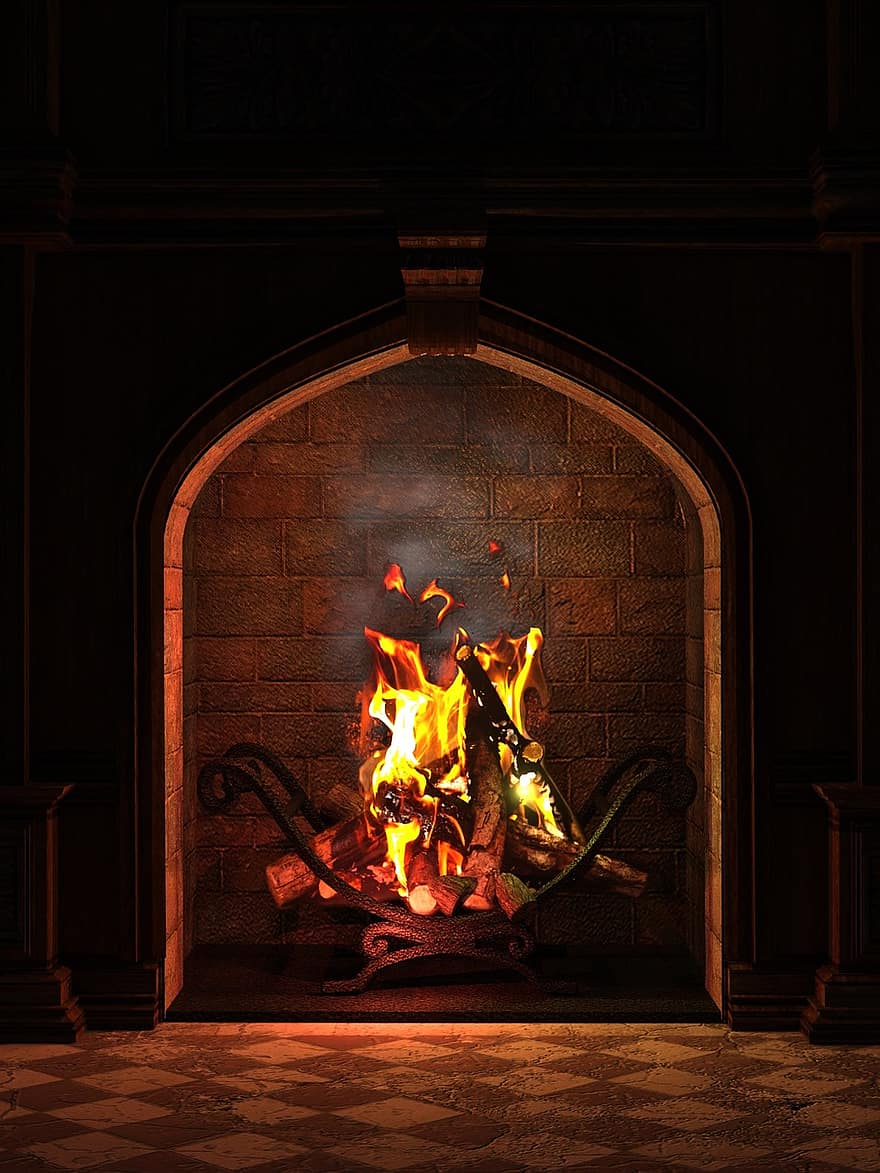 Пожарна, открит огън, пожар, топлина, заден план, дърва за горене, блестящ, марка, пламък, романтичен