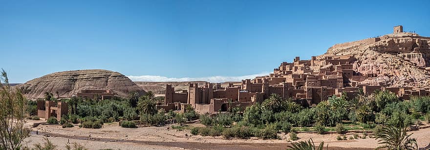 アイト・ベンハドゥ、世界遺産、アイットベンハドゥのクサール、モロッコ、砂漠、風景、歴史、キャラバンロード、砂岩、有名な場所、砂