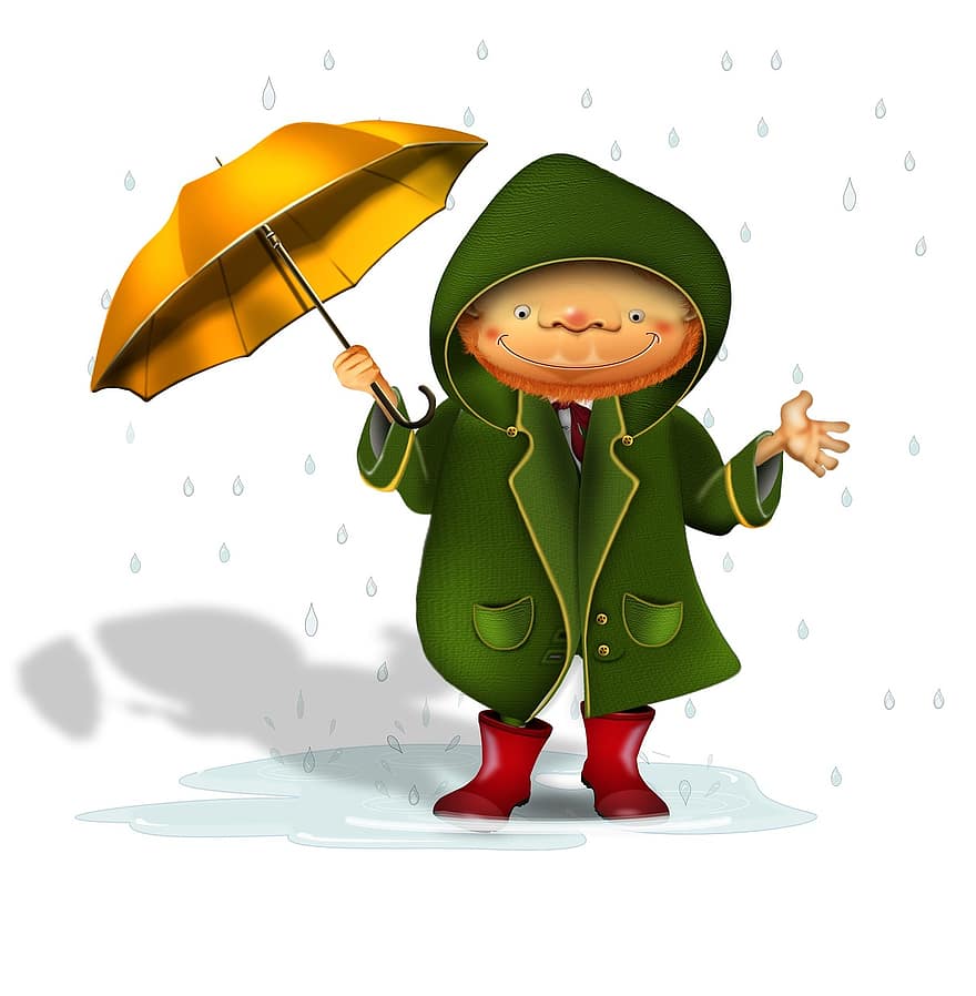 lietus, ruduo, vyras, mažas žmogus, skėtis, vanduo, šlapias, lašas vandens, vaikščioti, lašelinė