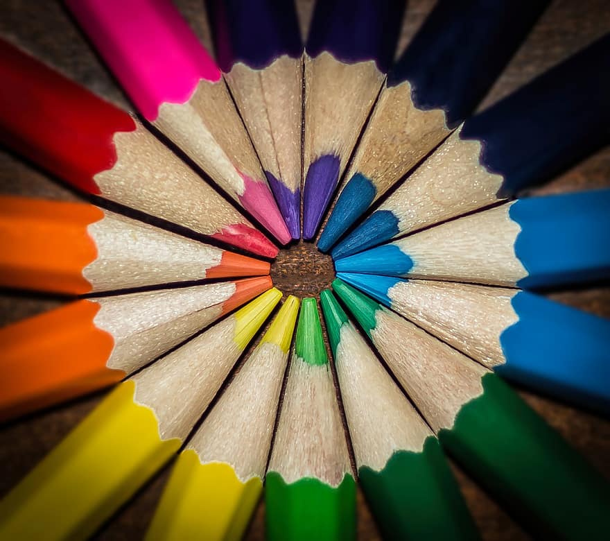 карандаши, цвет, красочный, дизайн, творческий, шаблон, разноцветный, карандаш, крупный план, цвета, дерево