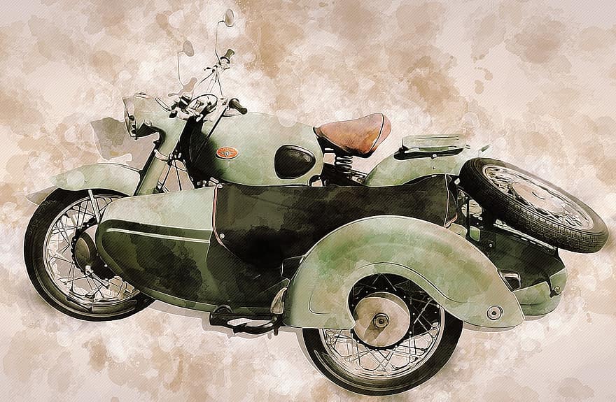 Zündapp Sidecar, postranním vozíkem, oldtimer, starý motocykl, historický motocykl, kolo, nostalgie, motocykl, provoz, historicky, stroj