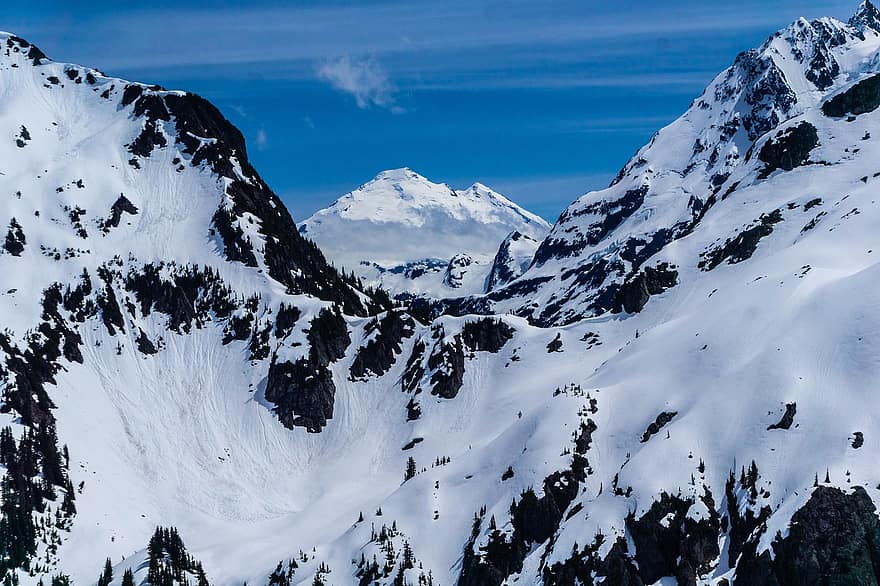 Winter, Berge, Gipfel, Schnee, schneebedeckt, Gebirge, Landschaft, Natur, szenisch, alpin, Washington
