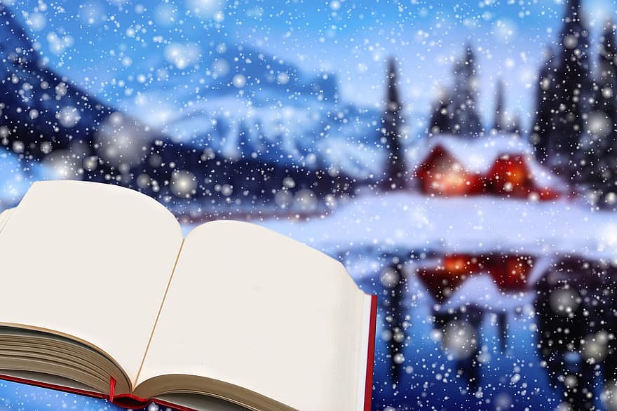 ziemā, sniegs, ainavu, Grāmatu būda