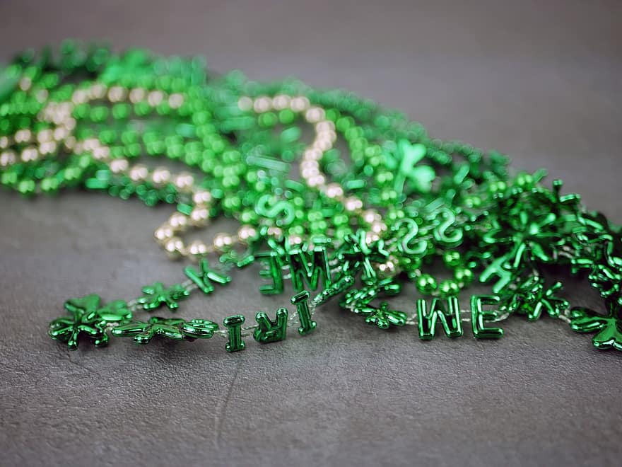 Sankt Patriks dag, irländsk, vitklöver, klöver, firande, fest, grön, tur-, mynt, grön färg, bakgrunder