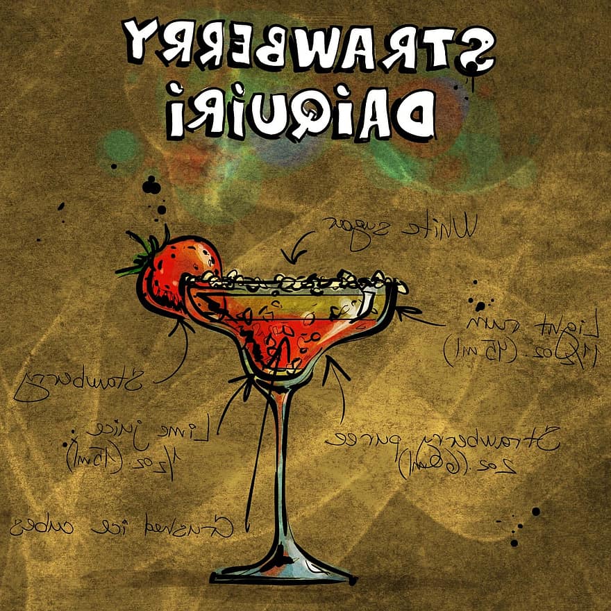 cocktail, Strawbeery Daiquiri, sommer, drikke, parti, alkoholiker, alkohol, opskrift