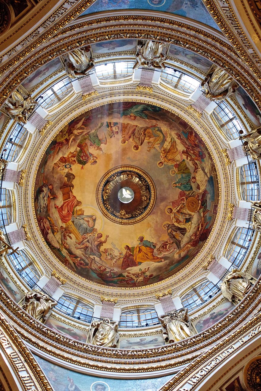 catedral de st isaac, interior, cúpula, temple, st petersburg russia, llum