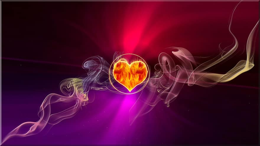 Flamme, Herz, Rauch, Liebe, Feuer, Design, heiß, Leidenschaft, Symbol, rot, gestalten