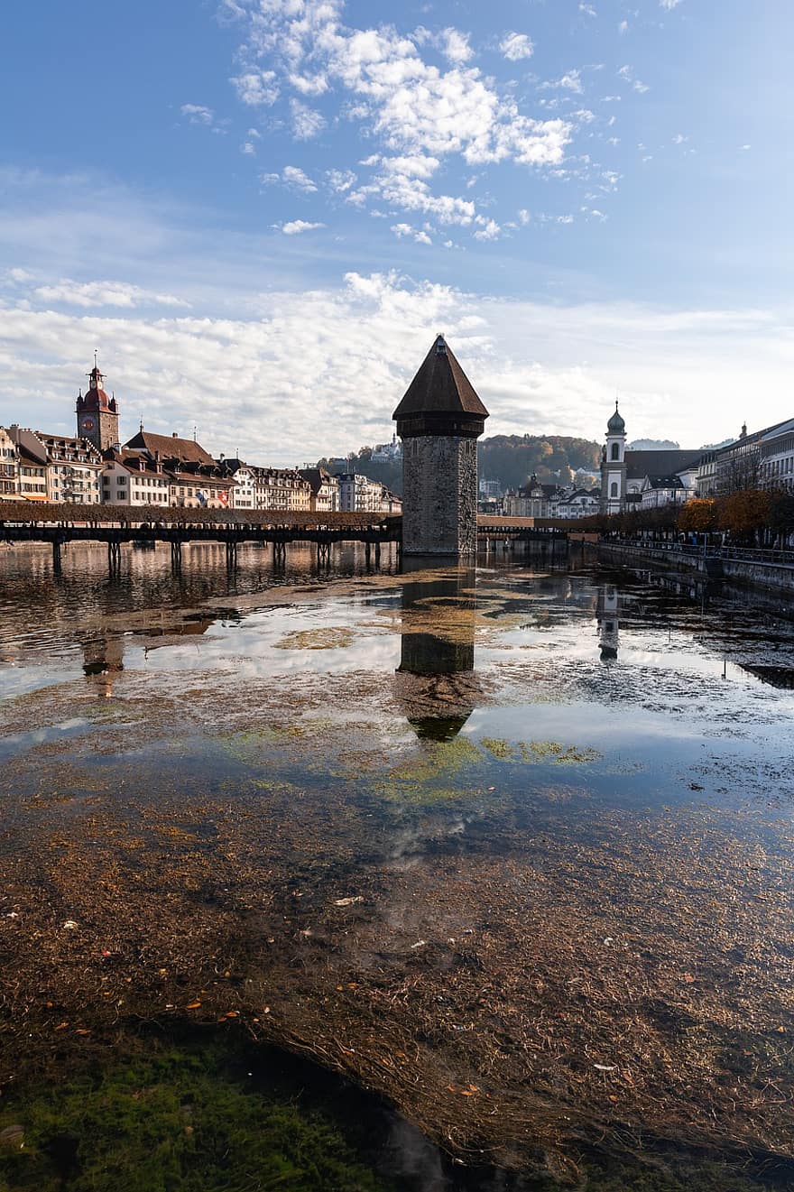 liucernos, koplyčios tiltas, Šveicarija, miestas, reuss