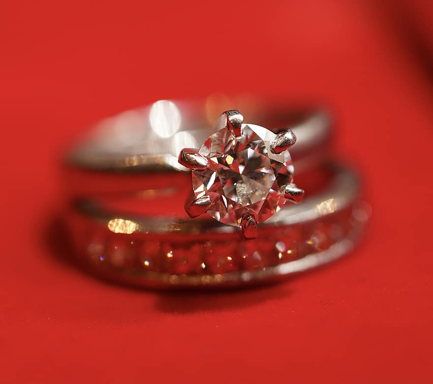 指輪、宝石、結婚式、バンド、結婚、ダイヤモンド、ソリティア、白金、ロマンス、愛