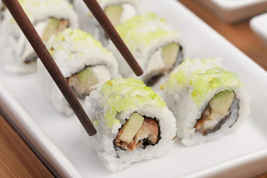 Sushi, ikan, gulungan, Nasi, makan, Jepang, restoran, makanan, sehat, Asia, Masakan