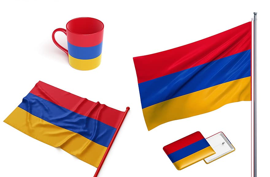 país, armenia, bandera, nacional, nació, tassa, insígnia, símbol