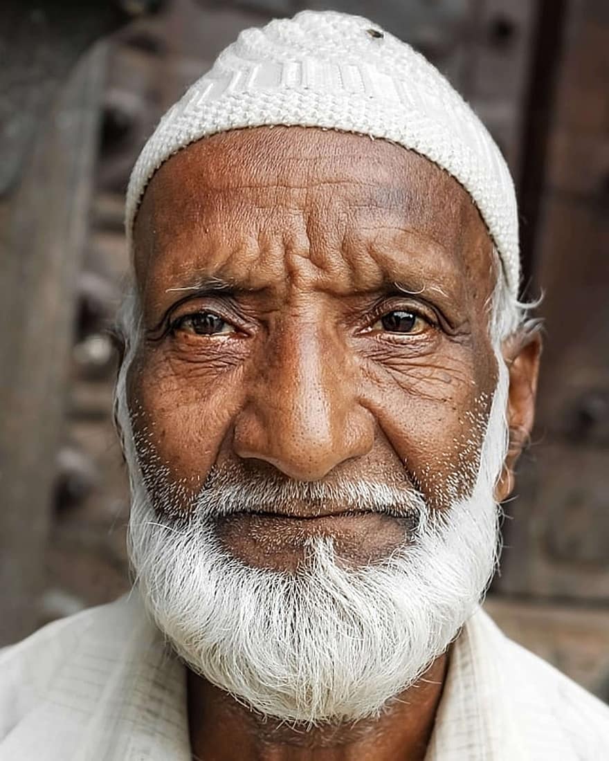 hombre, mayor, indio, retrato, barba, antiguo, Envejecido, anciano, hombre santo, bart, hombre barbudo