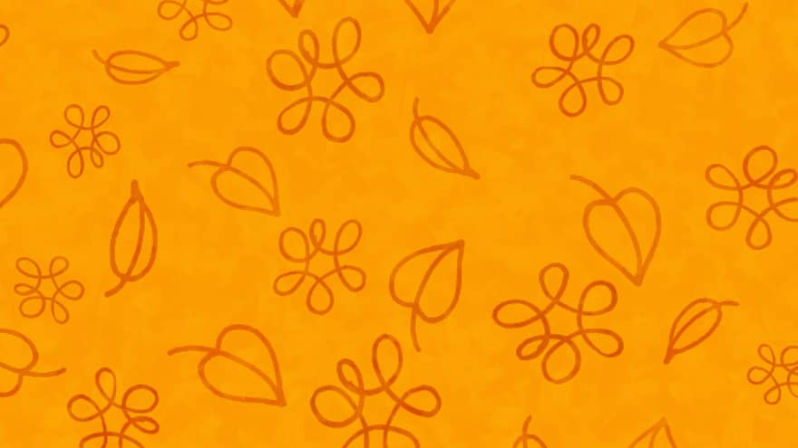blade, blomster, doodle, mønster, efterår, flor, orange, natur, årgang, elegant, design