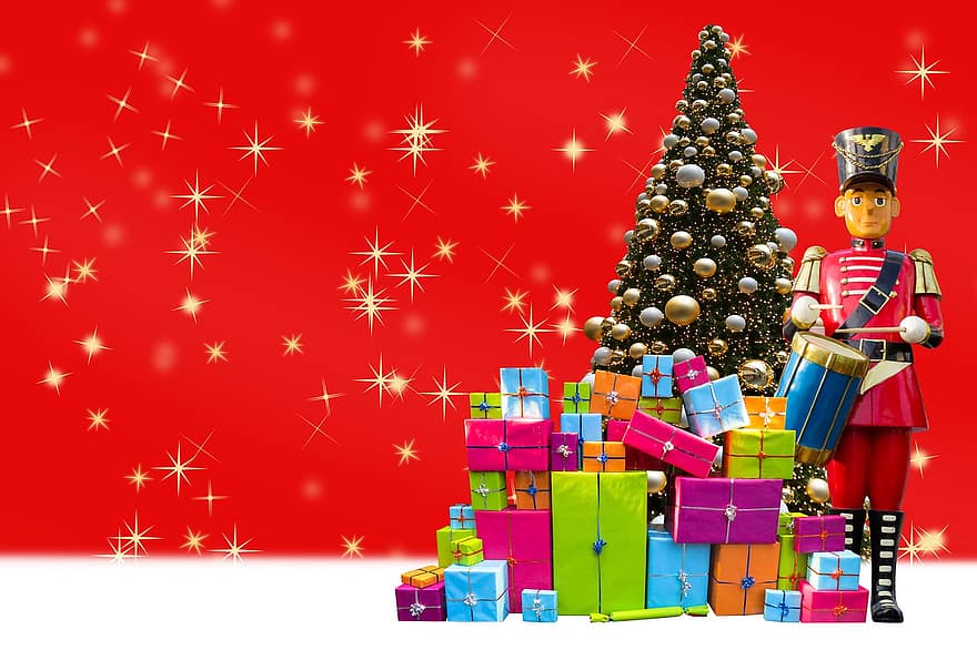 pohon Natal, hadiah, hari Natal, motif natal, salam natal, waktu Natal, latar belakang natal, drummer, kartu Natal, perayaan, dekorasi