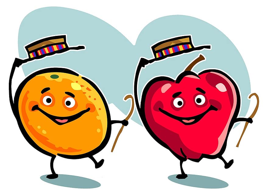 Dansende frukt, eple, organisk, frukt, sunn, mat, saftig, lykkelig, fersk, rød, moden