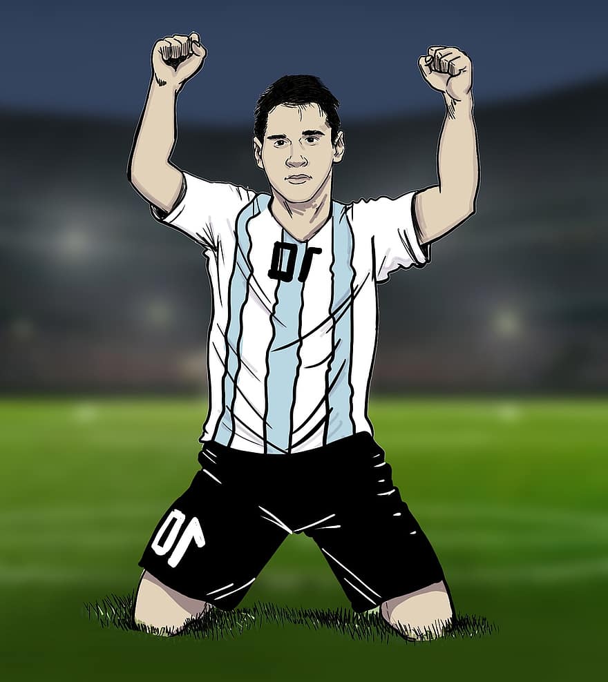 لاعب ، كرة القدم ، رياضة ، ليونيل ميسي ، الأرجنتيني ، رسم