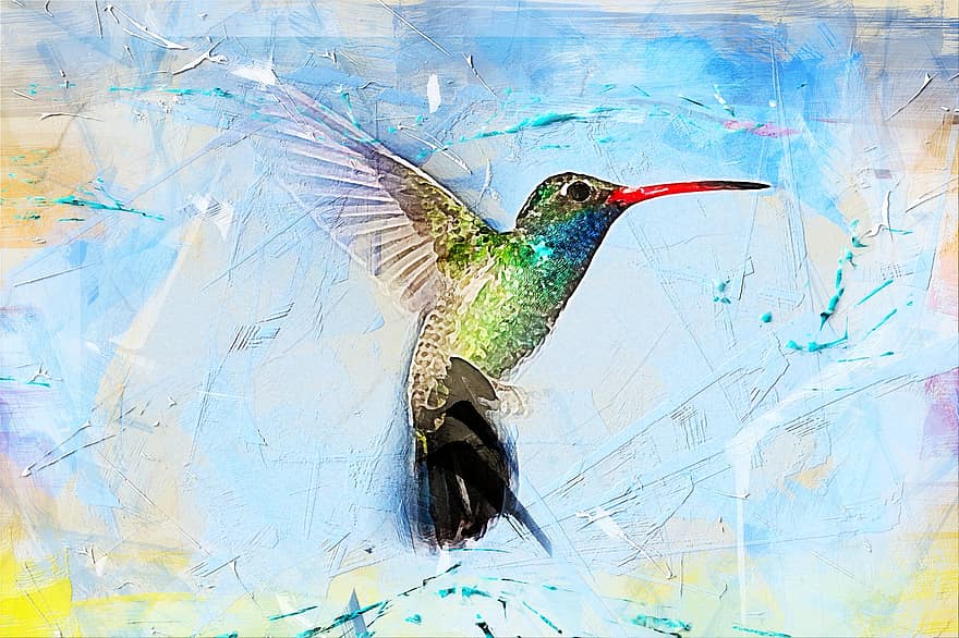 Bird Hummingbird, Art, Abstract, Watercolor, Animal, Vintage, Romantic, Emotion, Artistic, T-shirt, Aquarelle