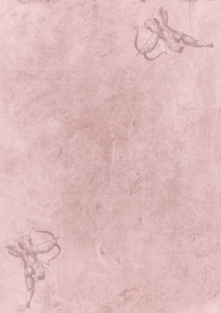 Papier ancien, Cupidon, papier rose, ancien, rose, Valentin