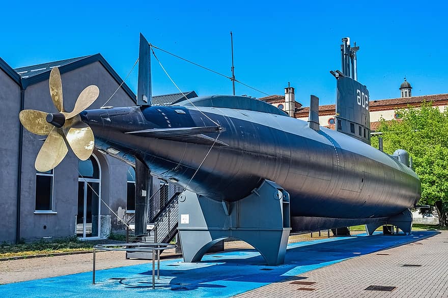 onderzeeër, museum voor wetenschap en technologie, Milaan, Italië, wetenschap, Bekende plek, architectuur, vervoer, blauw, propeller, industrie