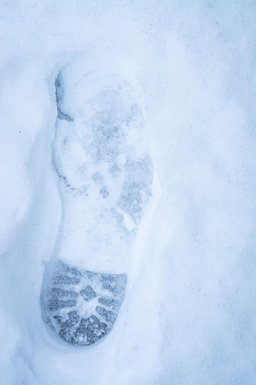 Footprint, Winter, Snow, Wintertime, Outdoors, Travel, Exploration, Adventure, shoe, ice, walking