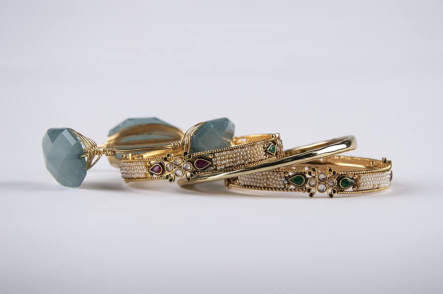 gioielli, braccialetto, ornamento, oro, cristalli, pietre preziose, moda, gioiello