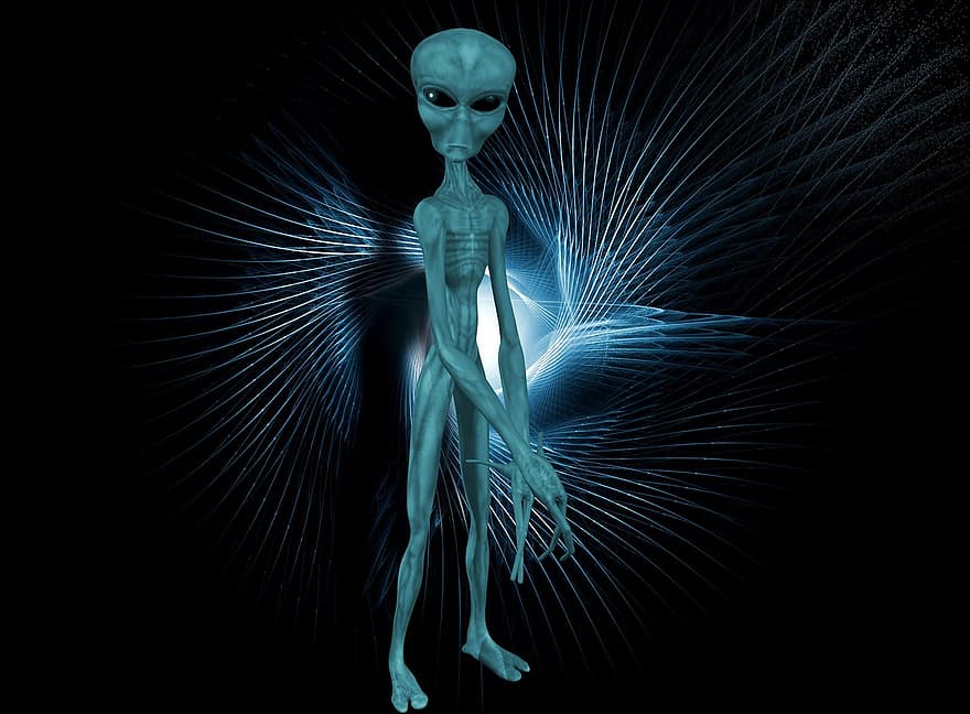 extraterrestre, figura, fondo