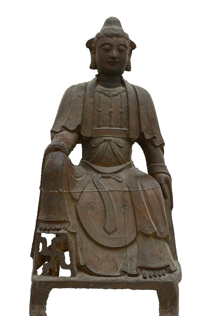Emperor Statue, Chinese Dynasty, Artifact, Statue, Sculpture, Antiquity, religion, cultures, buddhism, isolated, spirituality