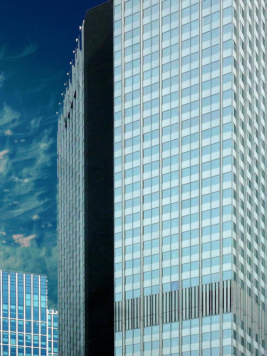 Wolkenkratzer, Fassade, die Architektur, Gebäude, modernes Gebäude, Wohnhaus, Bürogebäude, Gebäudehülle, Frankfurt